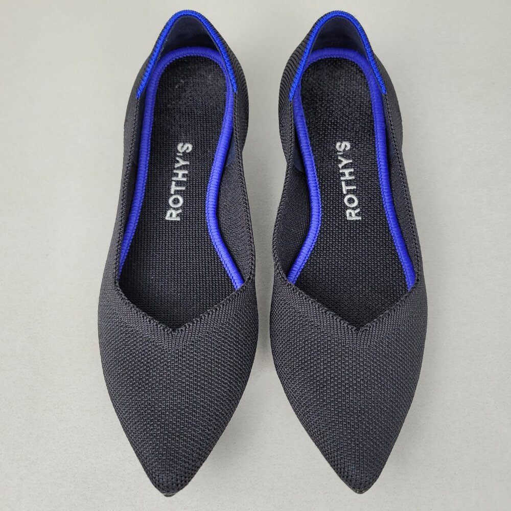 Rothy's The Point Knit Flats Pointed Toe Shoes Slip On Black Size 6